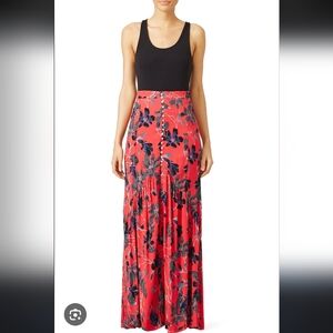 Floral Red Maxi Skirt
